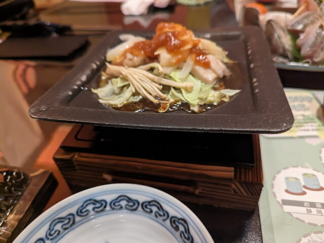 法悦　夕飯　若鳥伊豆味噌ちゃんちゃん焼き２